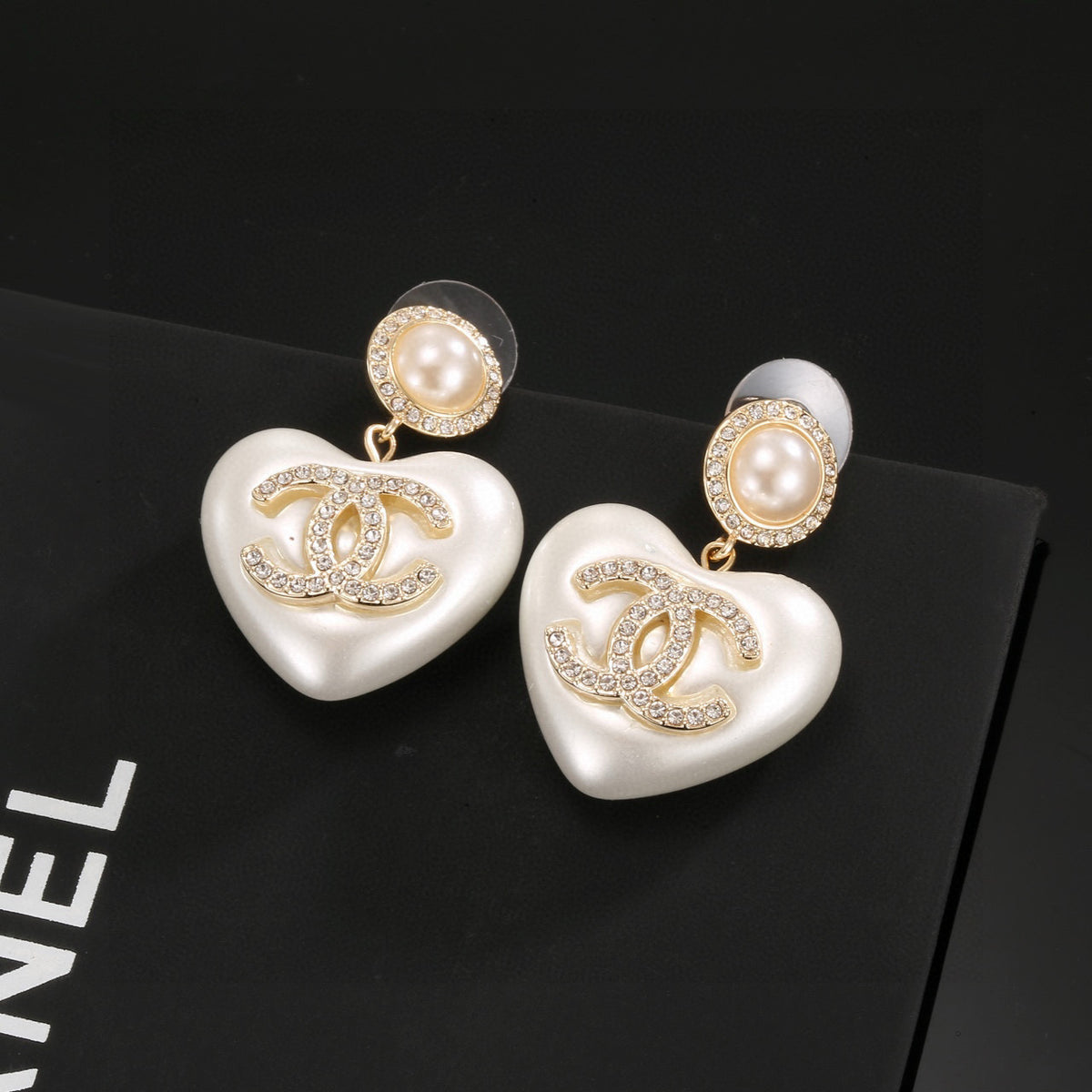 Signature Emblem Stud Earrings in Polished Metal-Tone – Design 017 side detail