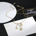 Double-C Emblem Pendant Necklace in Polished Metal-Tone – Design 009 main product view