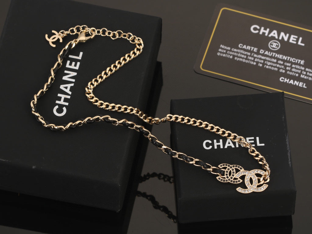 Signature Emblem Pendant Necklace in Gold-Tone – Black Detail – Design 007 detail view