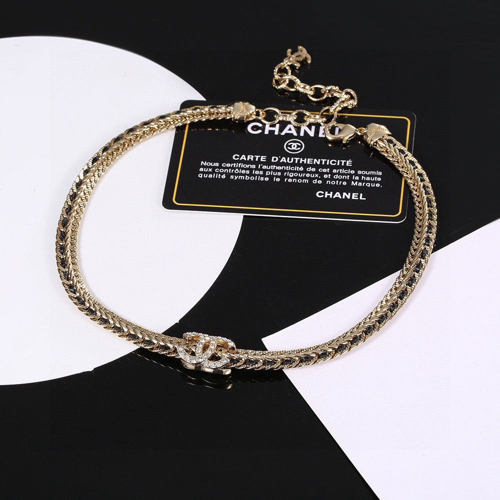 Signature Emblem Pendant Necklace in Gold-Tone – Design 014 main product view