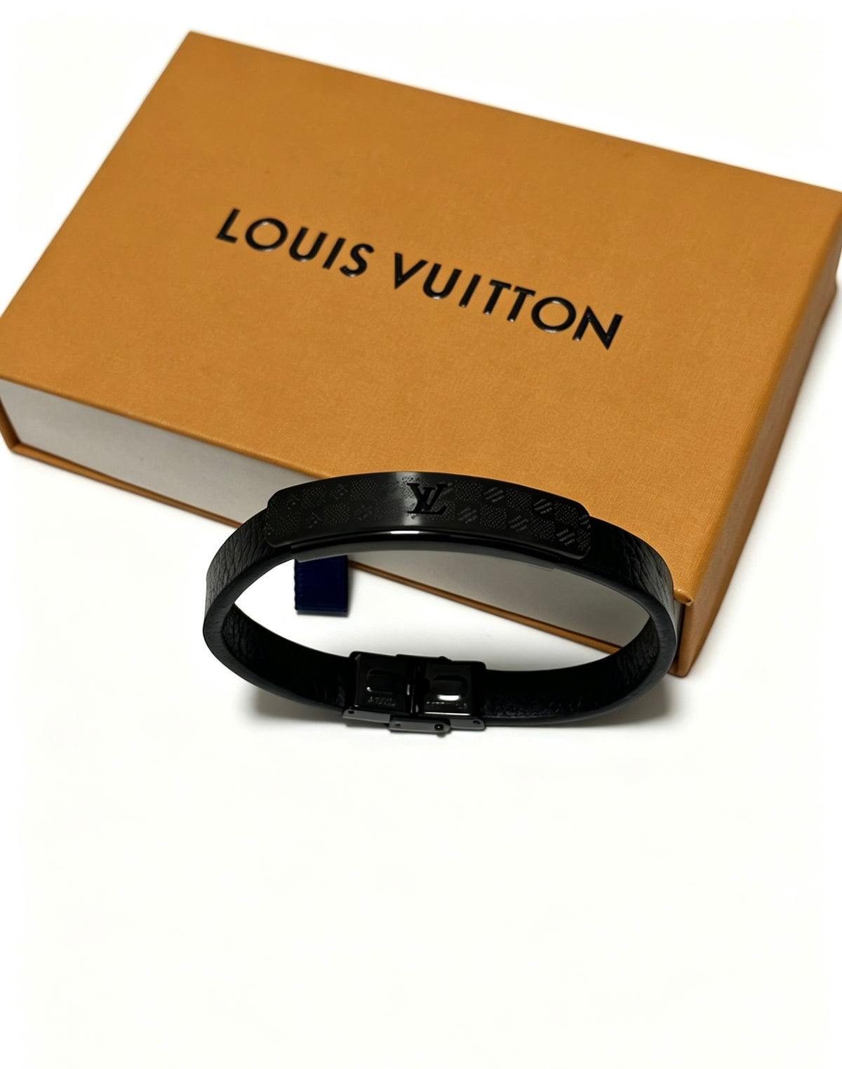 Chain Bangle in Silver-Tone – Blue Detail – Design 004 front product view