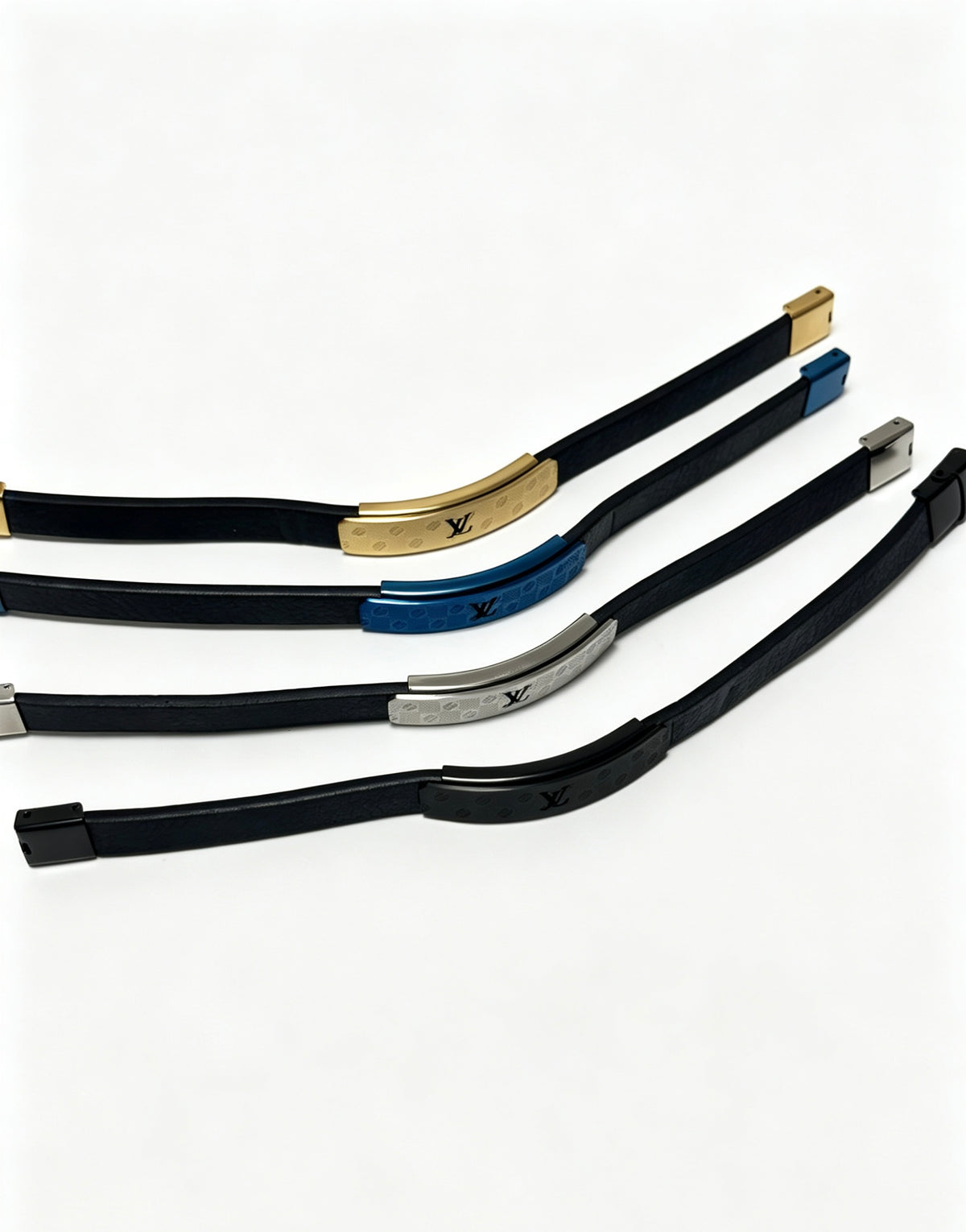 Chain Bangle in Silver-Tone – Blue Detail – Design 003 side detail