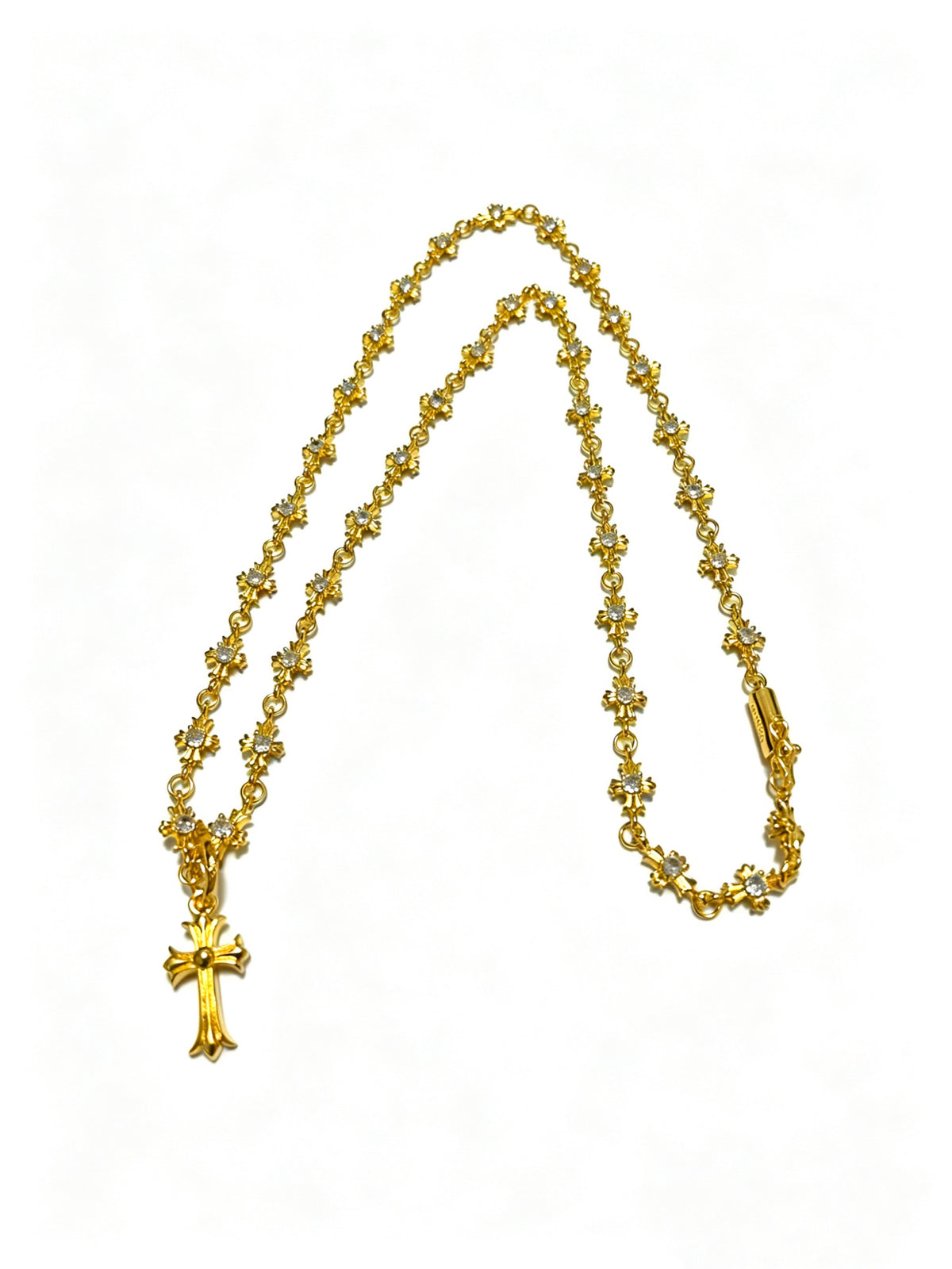 Cross Pendant Necklace in Antique Silver-Tone – Design 08 detail view