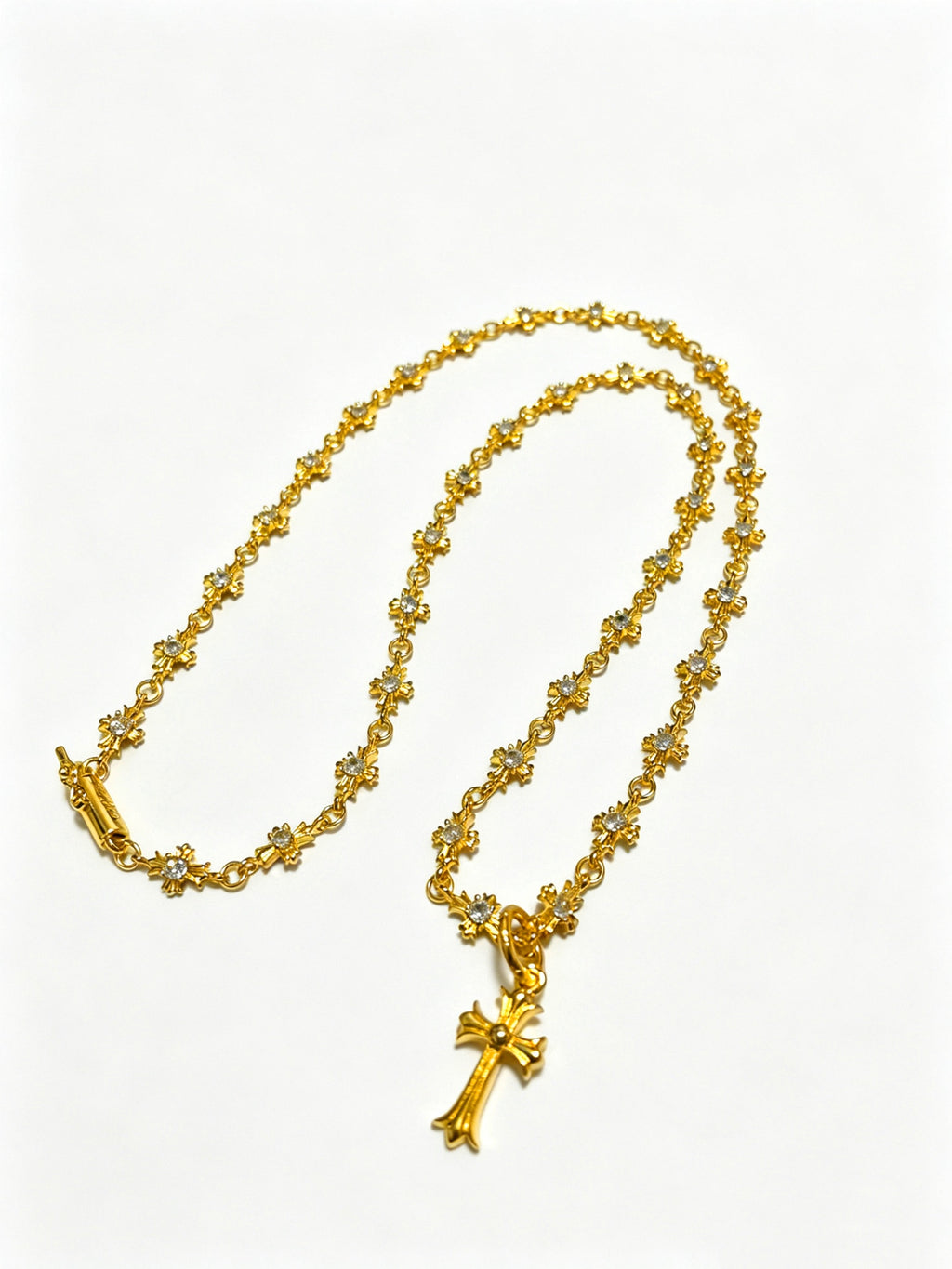 Cross Pendant Necklace in Antique Silver-Tone – Design 08 front product view