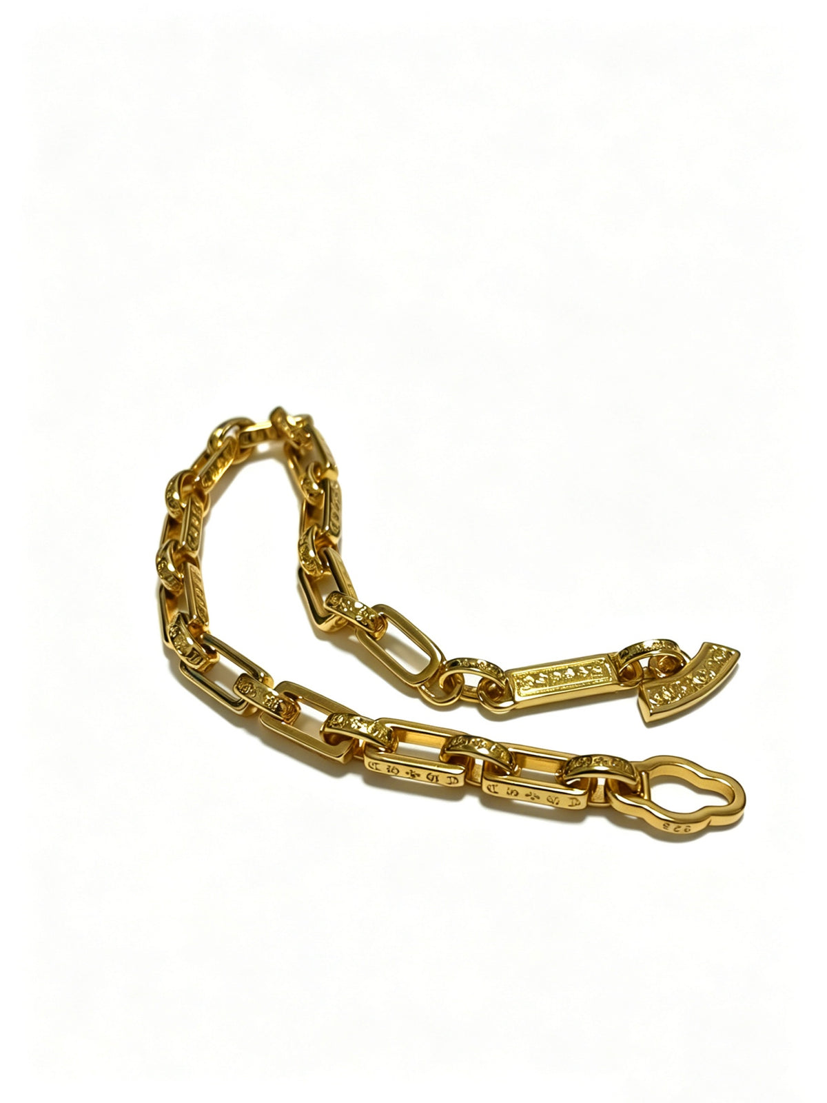Signature Emblem Bracelet in Polished Metal-Tone – Design 018 detail view