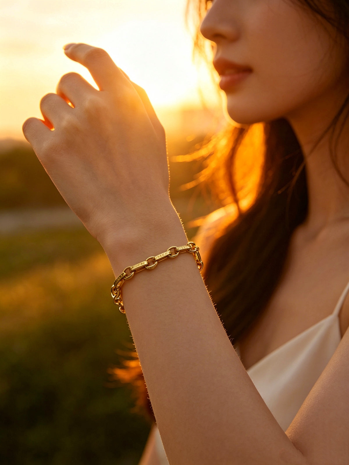 Cross Cuban-Link Bracelet in Antique Silver-Tone – Cuban Link – Design 14 front product view