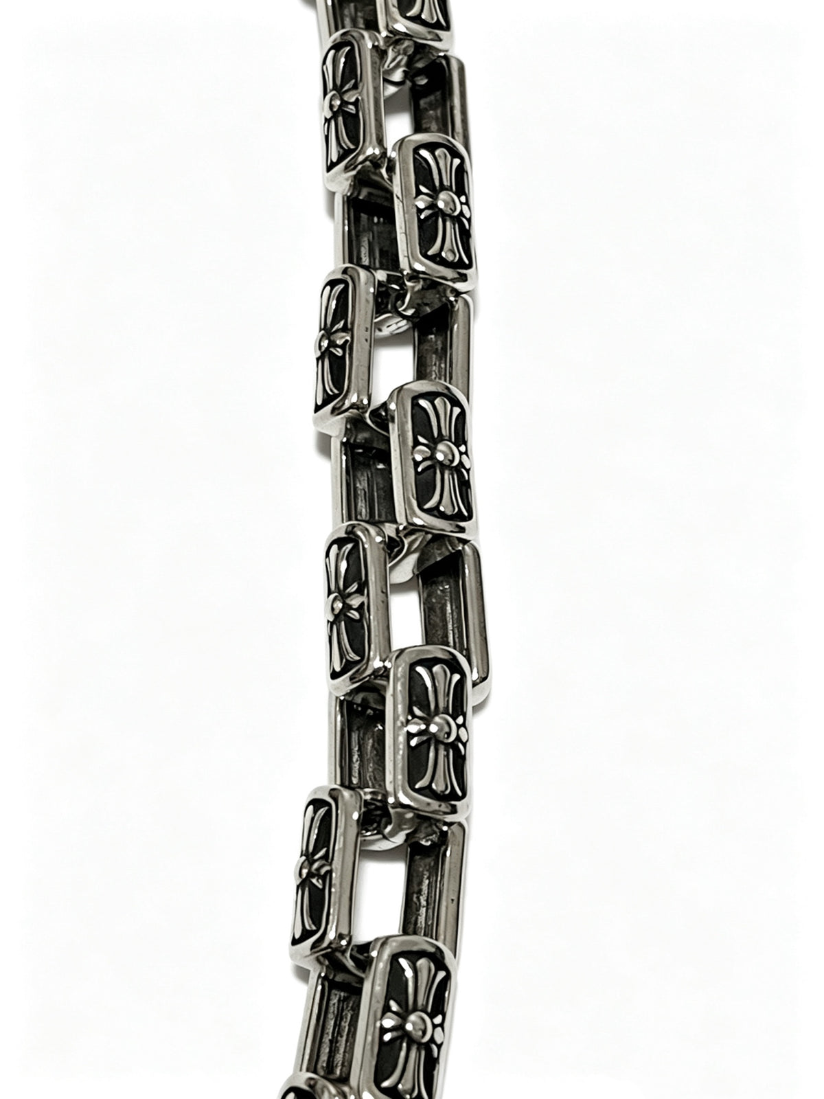 Cross Cuban-Link Bracelet in Antique Silver-Tone – Cuban Link – Design 12 styled product view