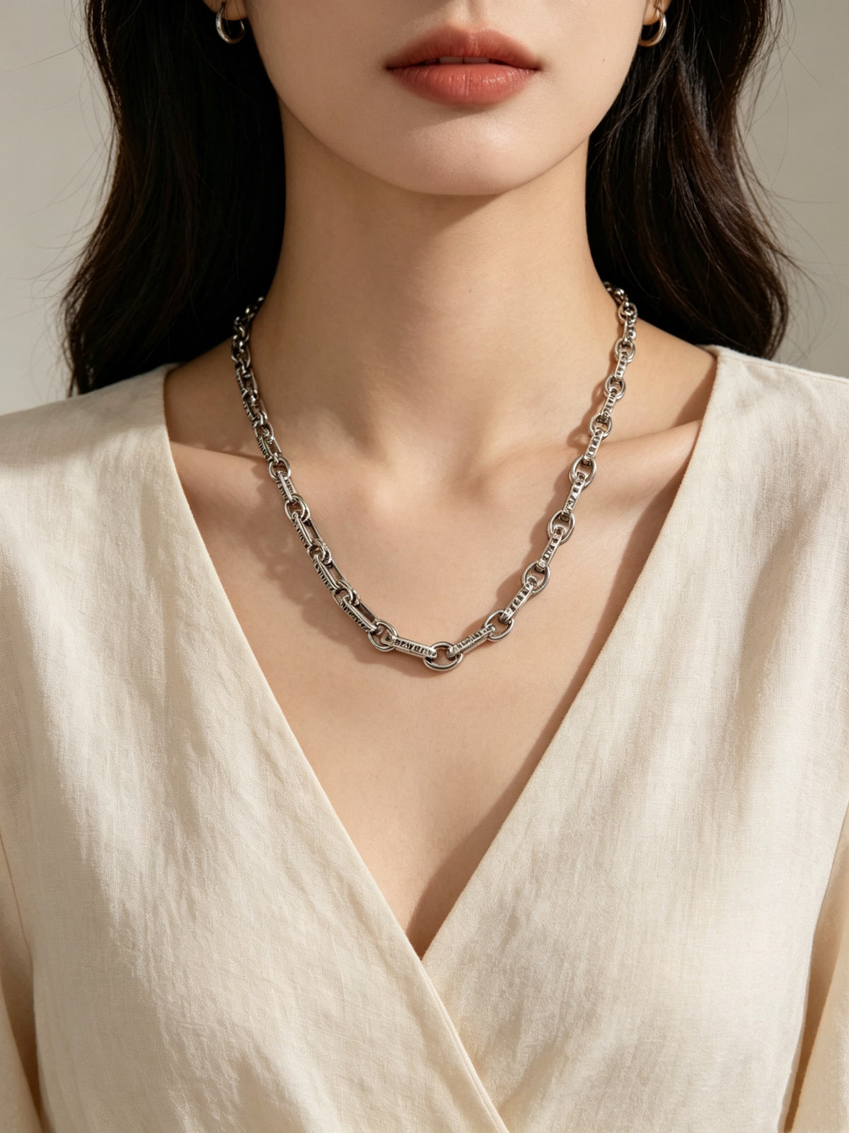 Signature Emblem Pendant Necklace in Polished Metal-Tone – Design 025 front product view