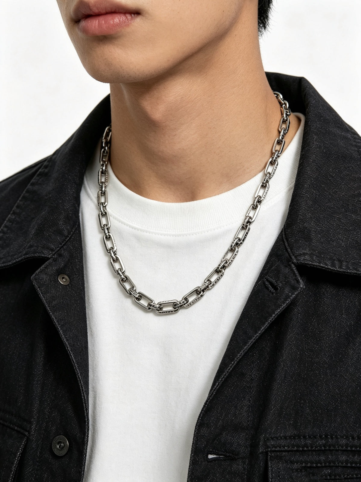 Signature Emblem Pendant Necklace in Polished Metal-Tone – Design 025 detail view