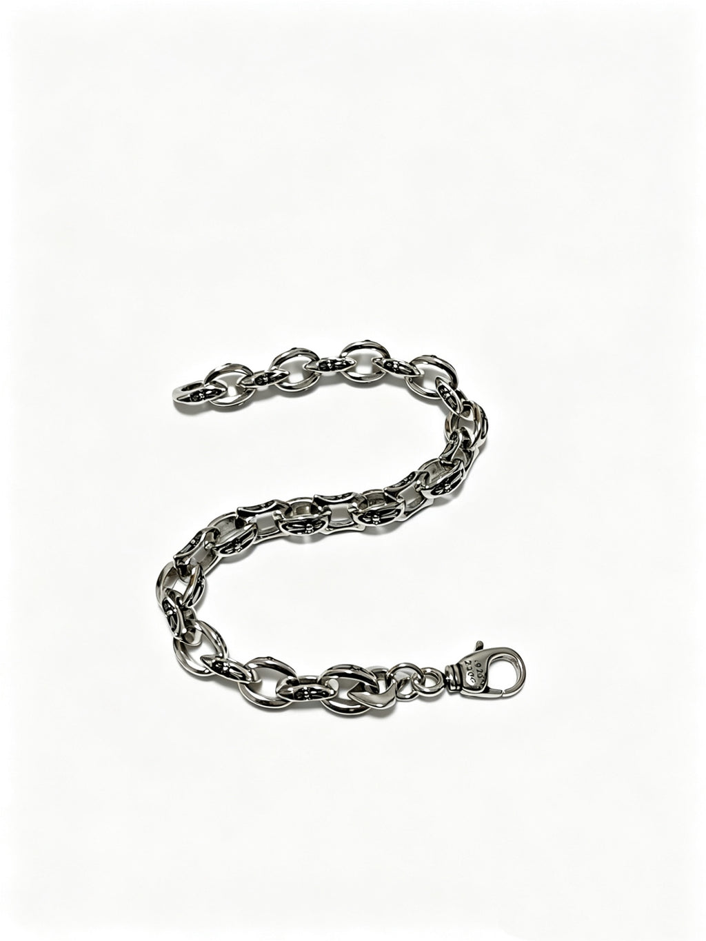 Cross Cuban-Link Bracelet in Antique Silver-Tone – Cuban Link – Design 11 front product view