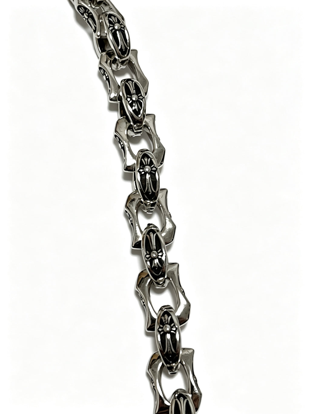 Cross Cuban-Link Bracelet in Antique Silver-Tone – Cuban Link – Design 11 styled product view