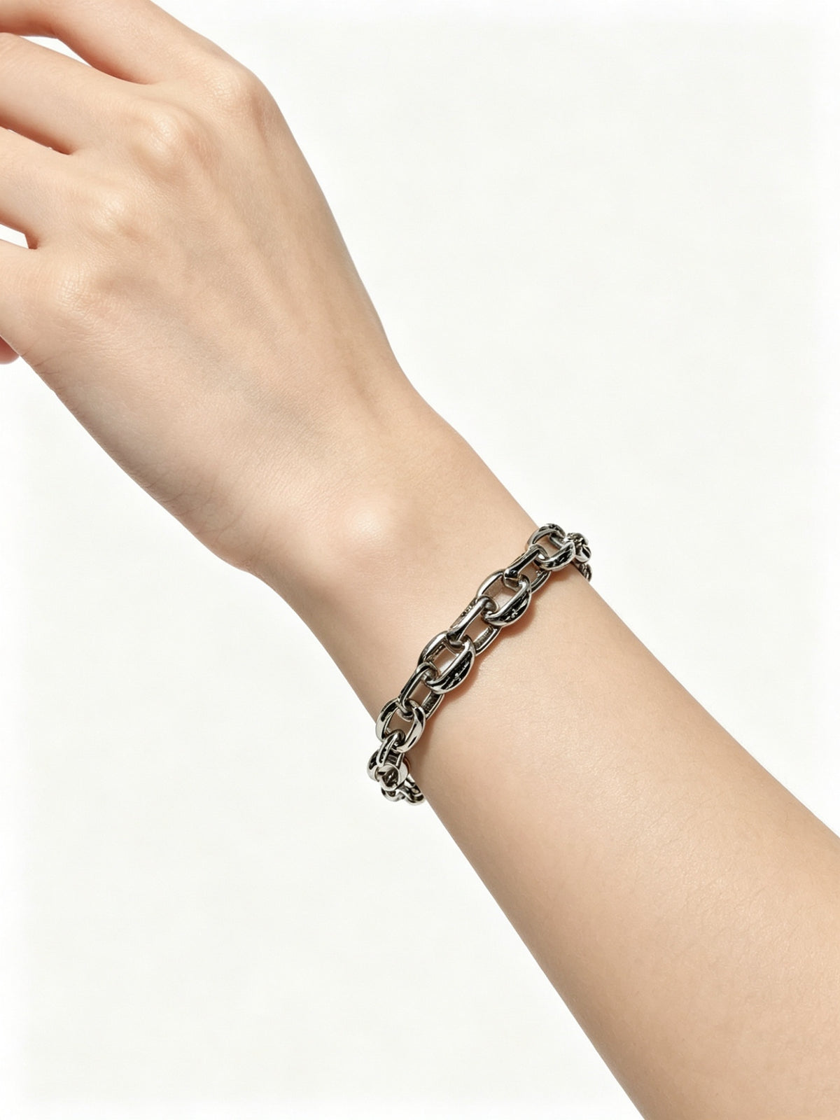 Cross Cuban-Link Bracelet in Antique Silver-Tone – Cuban Link – Design 11 main product view