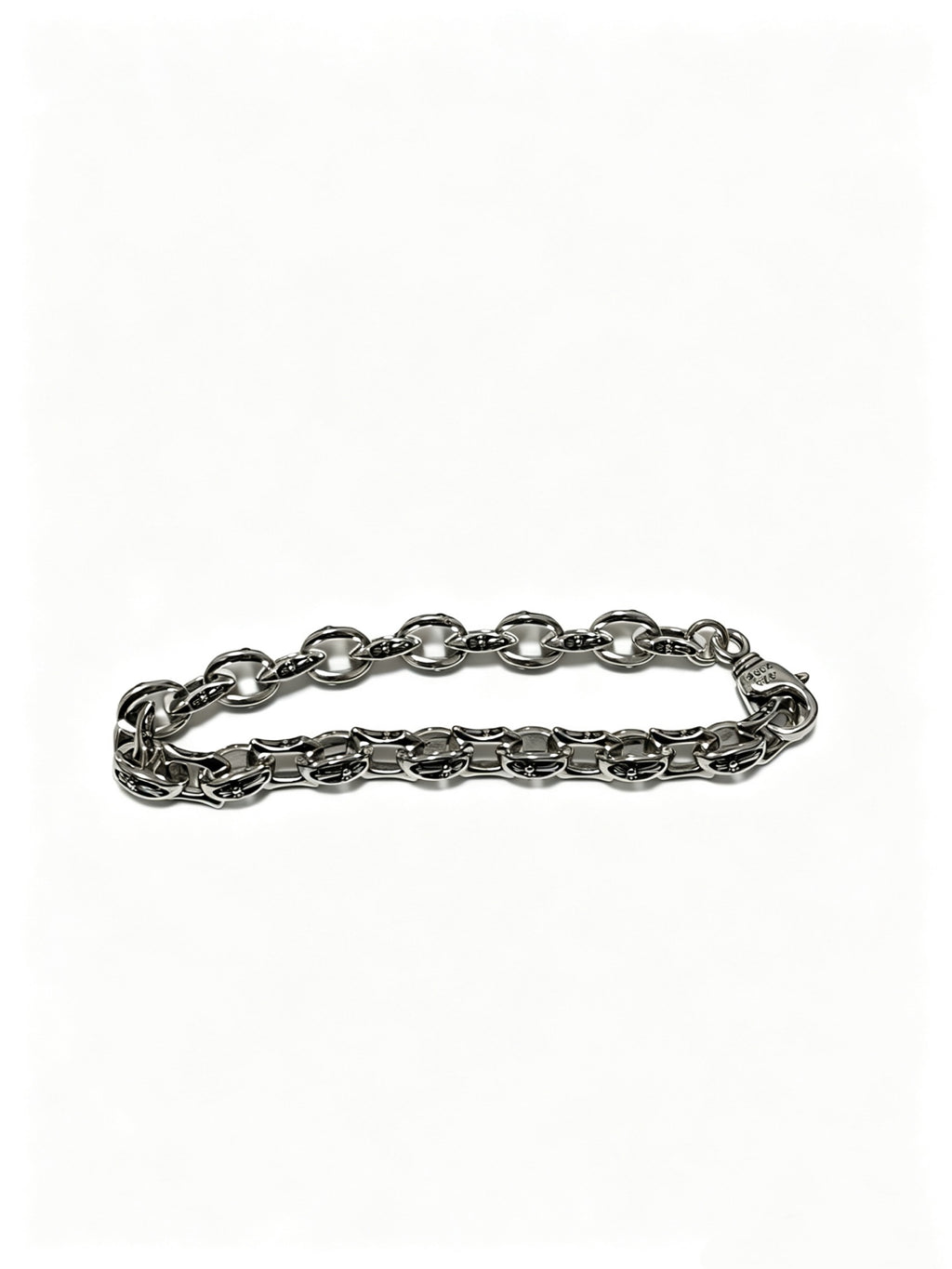 Signature Emblem Bracelet in Polished Metal-Tone – Design 015 detail view
