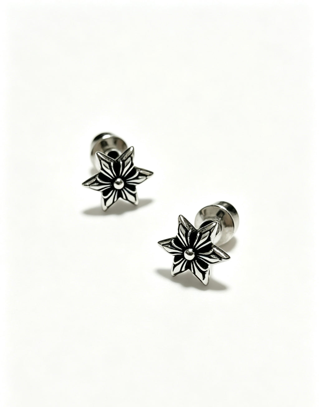 Signature Emblem Statement Earrings in Polished Metal-Tone – Design 014 detail view