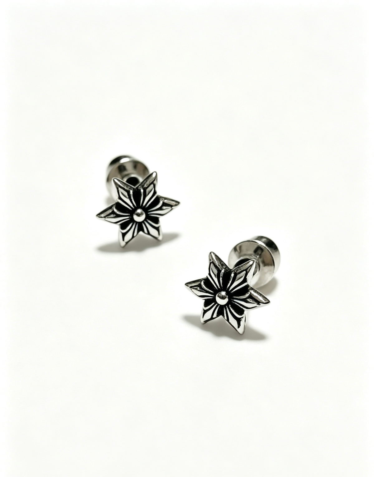 Signature Emblem Statement Earrings in Polished Metal-Tone – Design 014 detail view