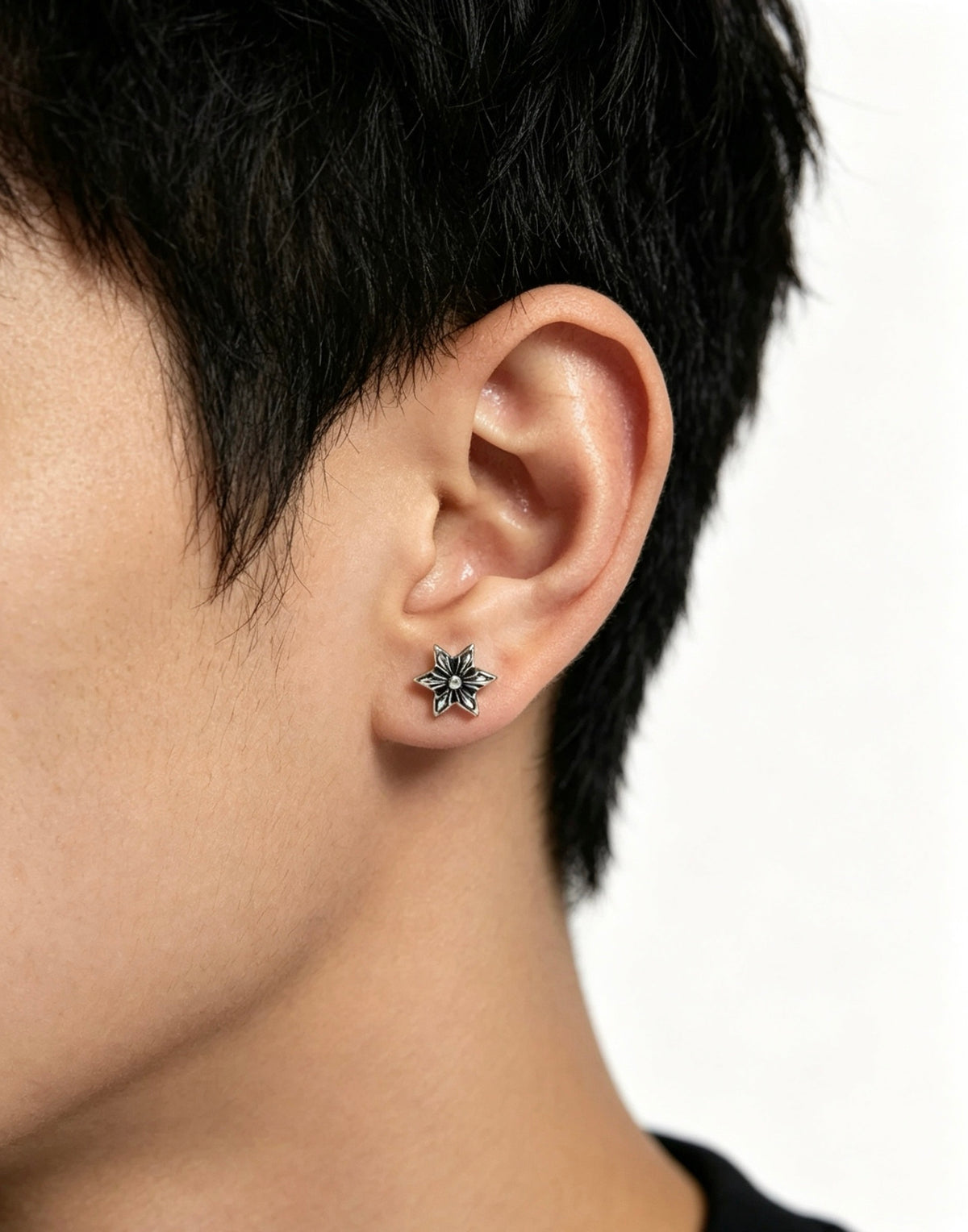 Signature Emblem Statement Earrings in Polished Metal-Tone – Design 014 detail view