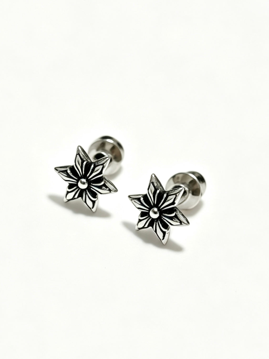 Signature Emblem Statement Earrings in Polished Metal-Tone – Design 014 close-up detail