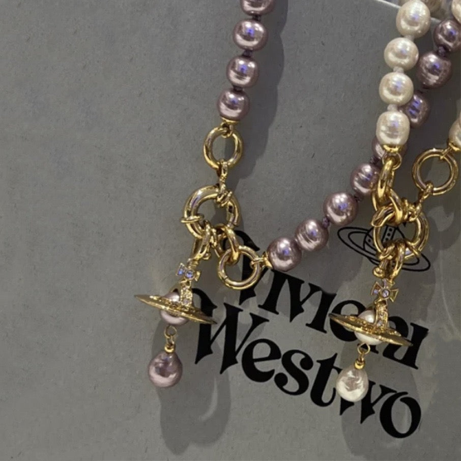 Orb Pendant Necklace in Polished Metal-Tone – Pearl Detail – Design 015 front product view