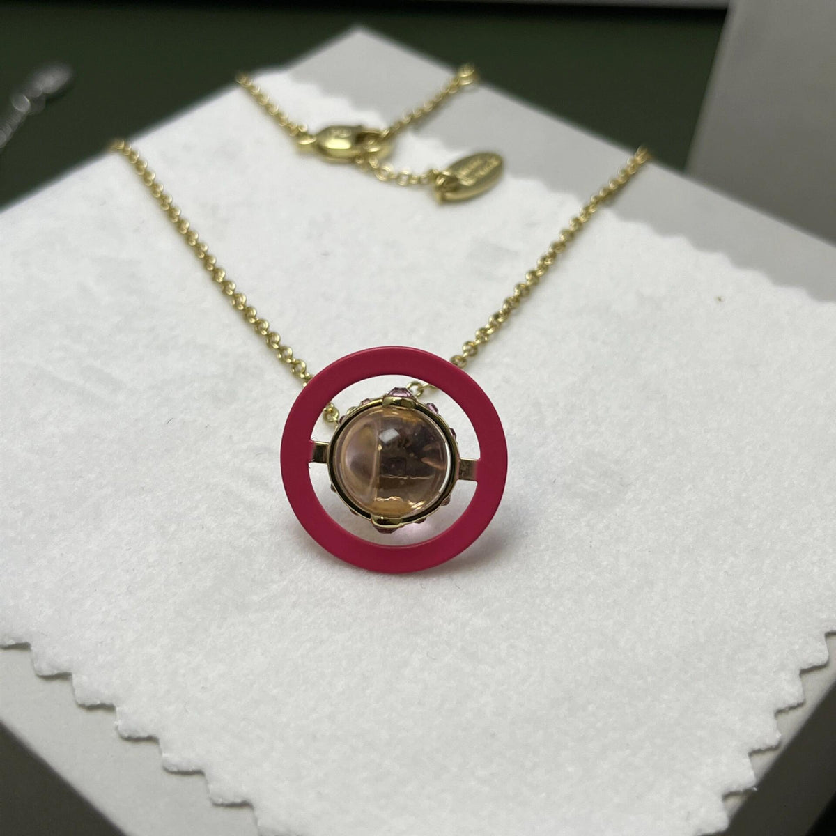 Orb Pendant Necklace in Polished Metal-Tone – Design 028 front product view