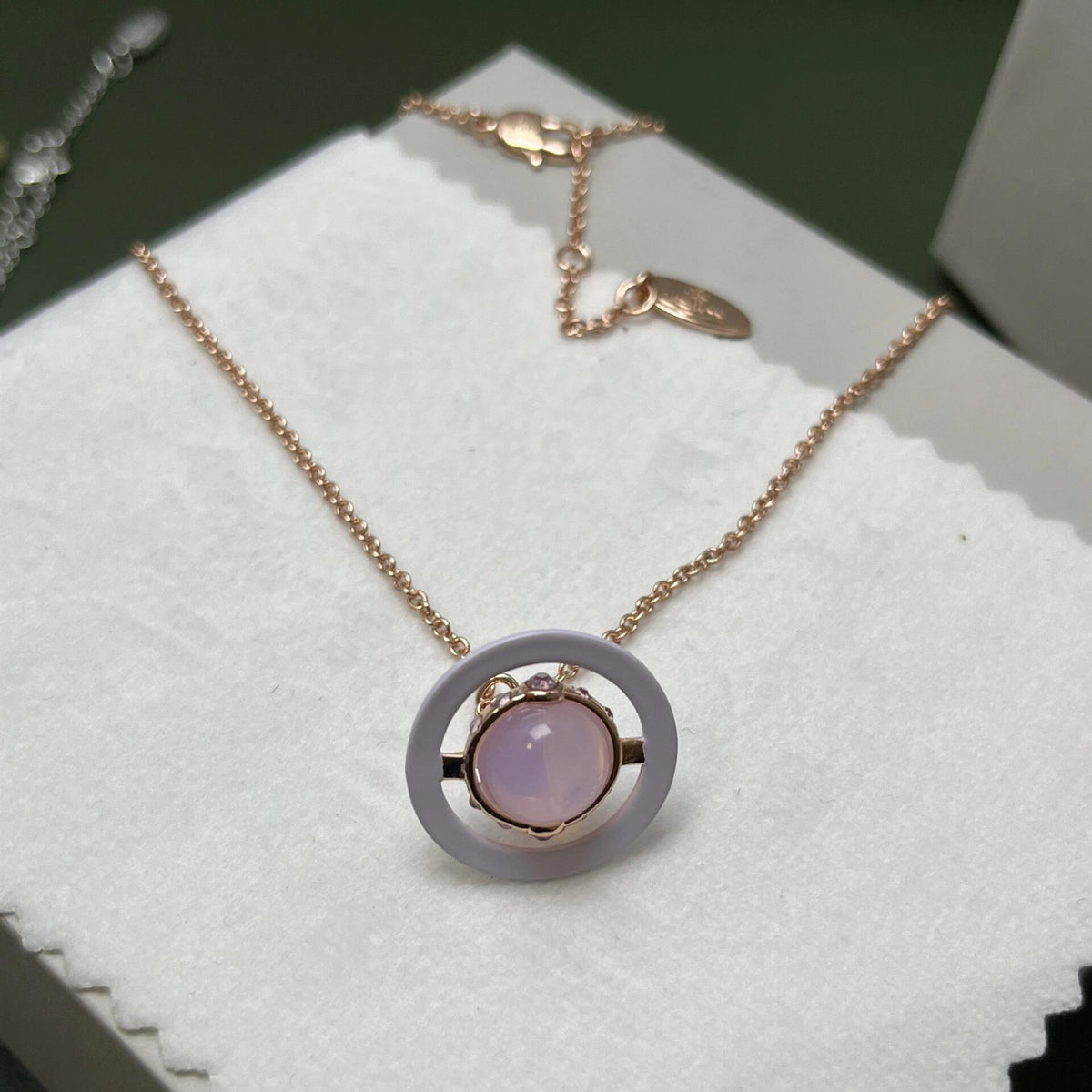 Orb Pendant Necklace in Polished Metal-Tone – Design 028 detail view