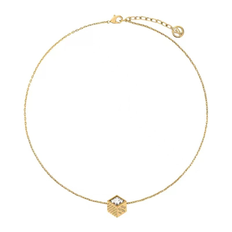 Geometric Emblem Pendant Necklace in Polished Metal-Tone – Design 007 main product view