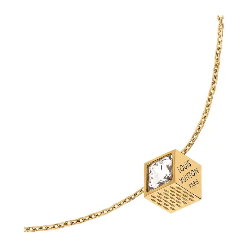 Geometric Emblem Pendant Necklace in Polished Metal-Tone – Design 007 detail view
