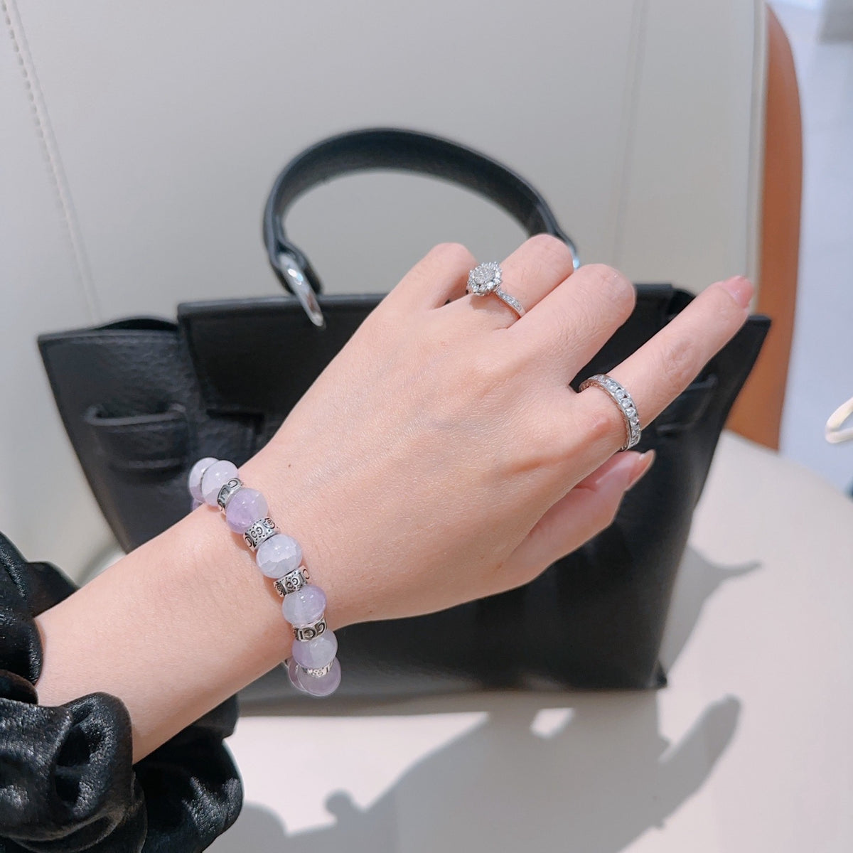 Double-G Emblem Beaded Bracelet in Polished Metal-Tone – Crystal Detail – Design 007 styled product view