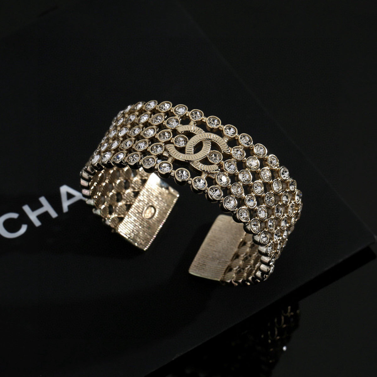 Signature Emblem Bangle in Polished Metal-Tone – Design 013 front product view