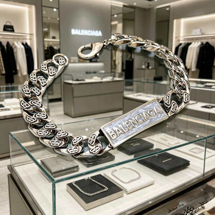 Geometric Emblem Bracelet in Polished Metal-Tone – Design 032 main product view
