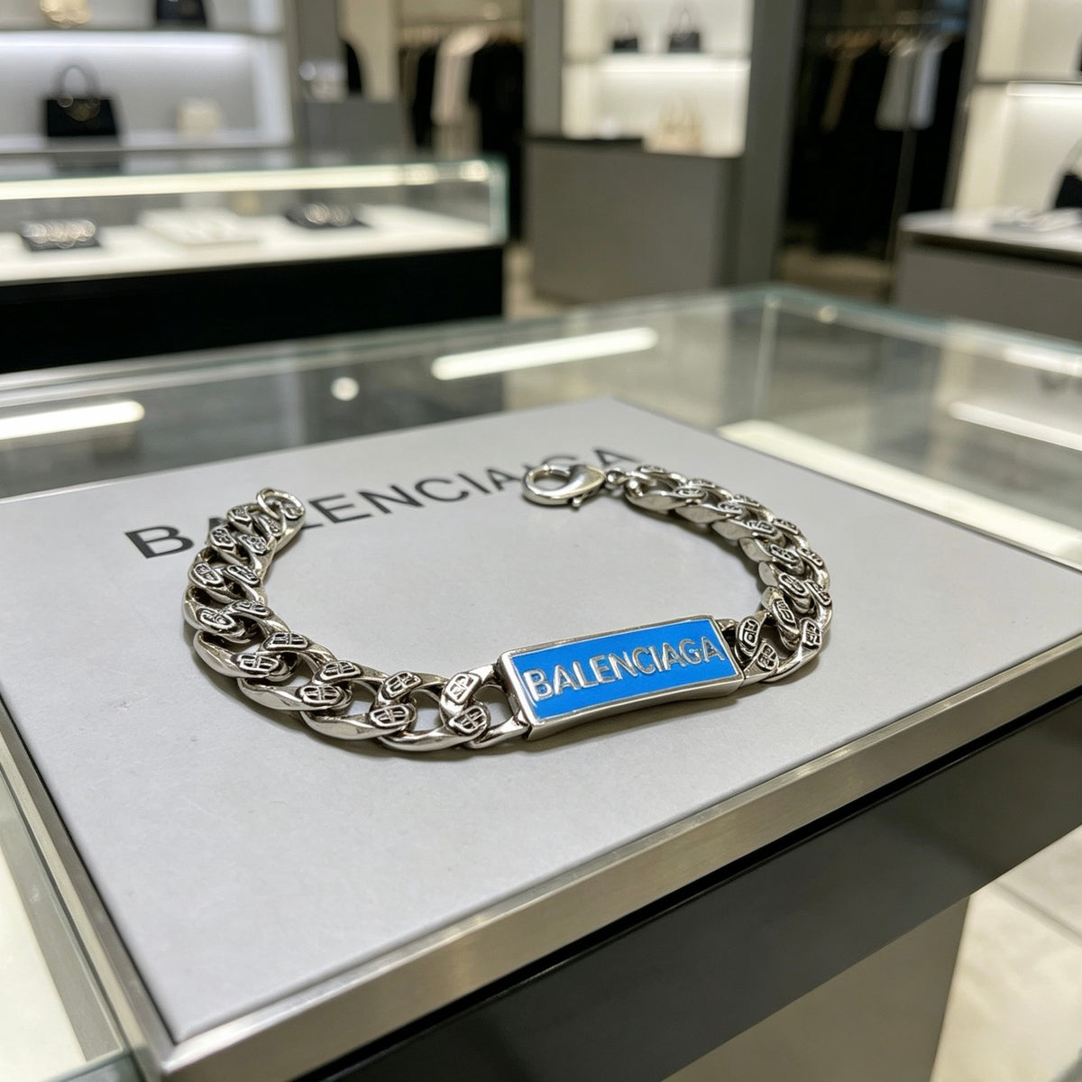 Geometric Emblem Bracelet in Polished Metal-Tone – Design 027 front product view