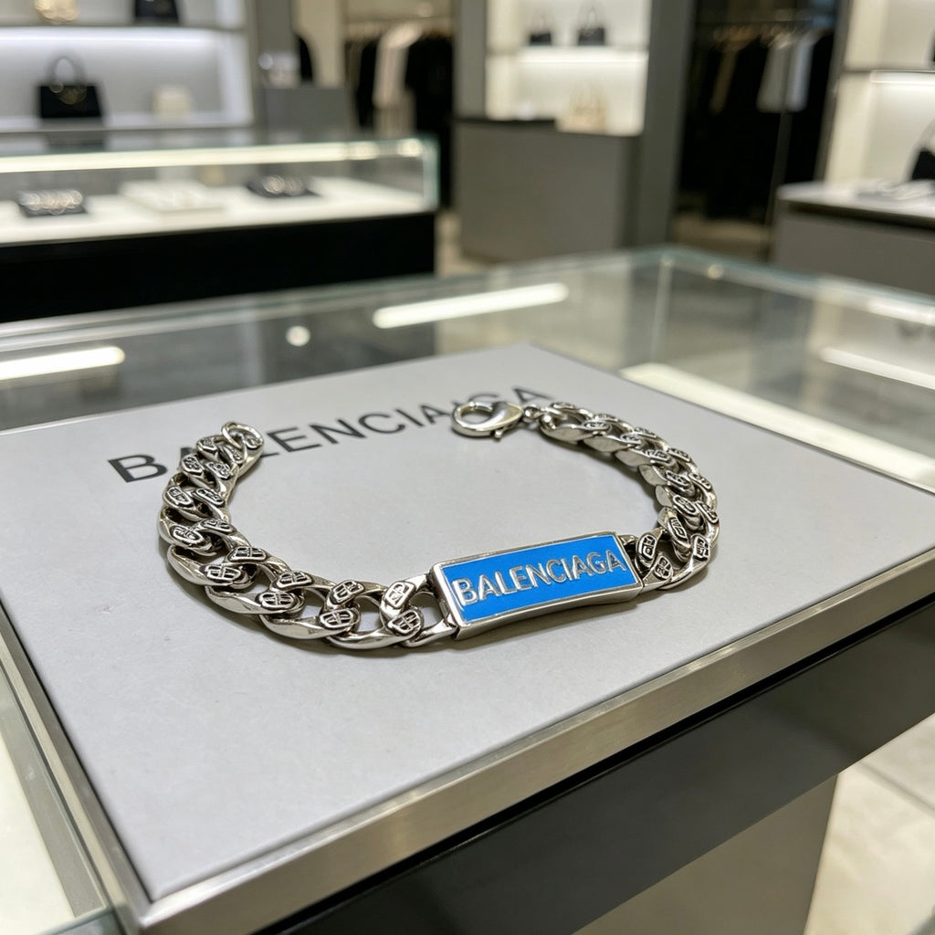 Geometric Emblem Bracelet in Polished Metal-Tone – Design 031 front product view