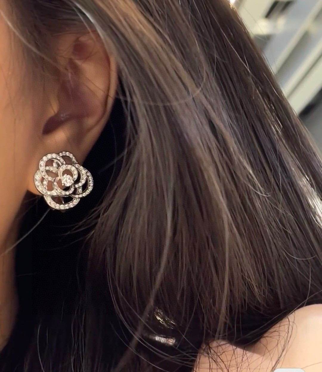 Camellia Stud Earrings in Gold-Tone – Camellia Detail close-up detail