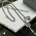 Geometric Emblem Pendant Necklace in Polished Metal-Tone – Vintage Detail – Design 041 main product view