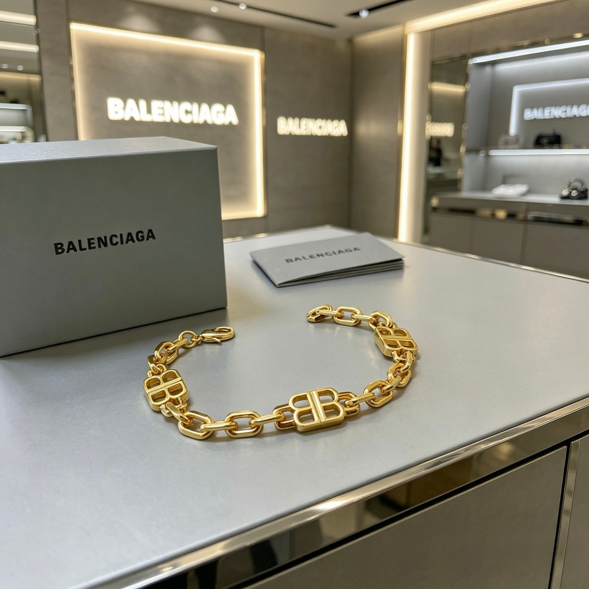Geometric Emblem Bracelet in Polished Metal-Tone – Design 028 styled product view