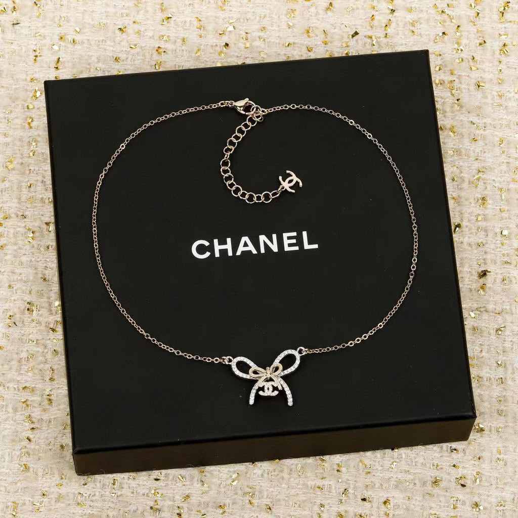 Double-C Emblem Crystal-Accent Pendant Necklace – Design 015 front product view