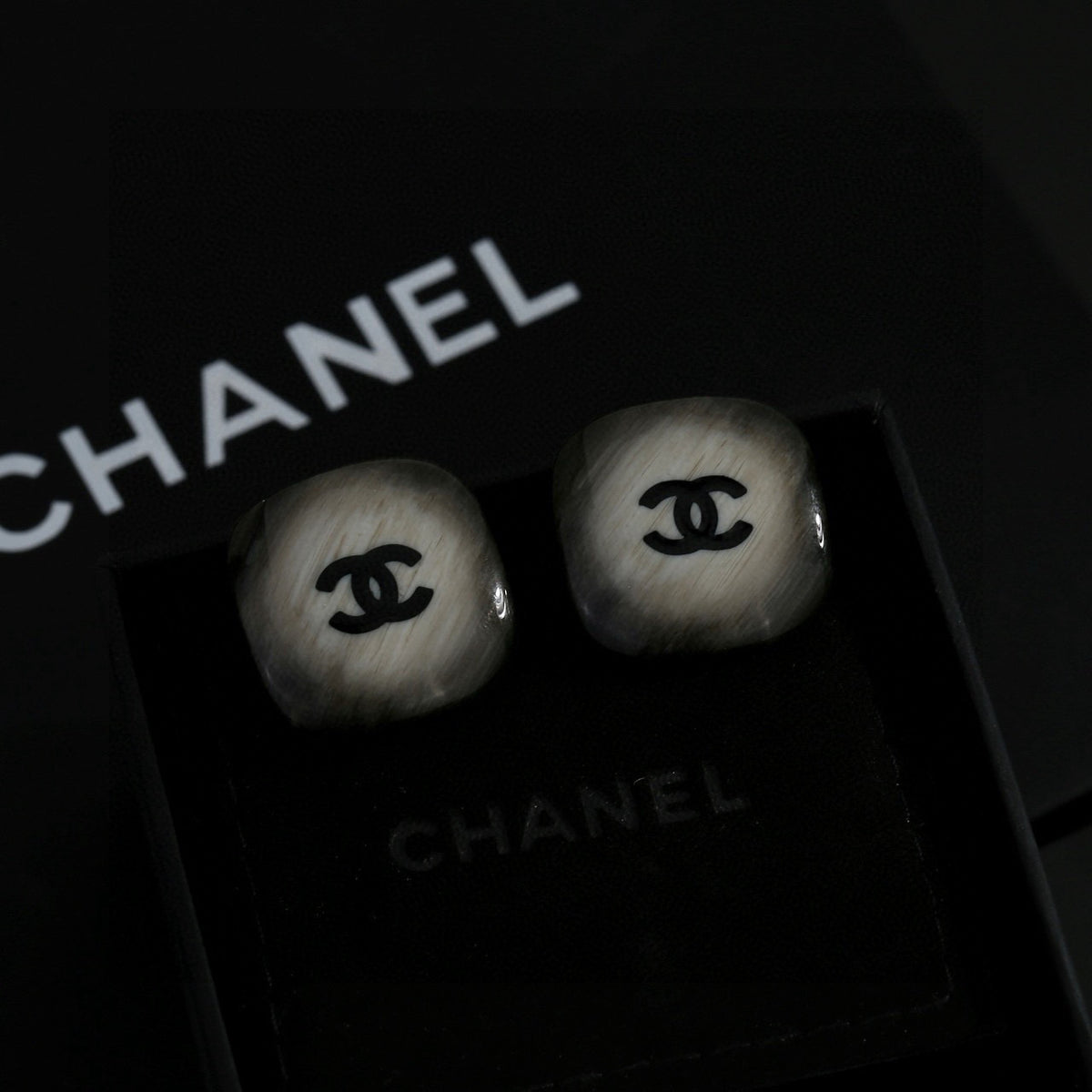 Signature Emblem Stud Earrings in Polished Metal-Tone – Design 014 side detail