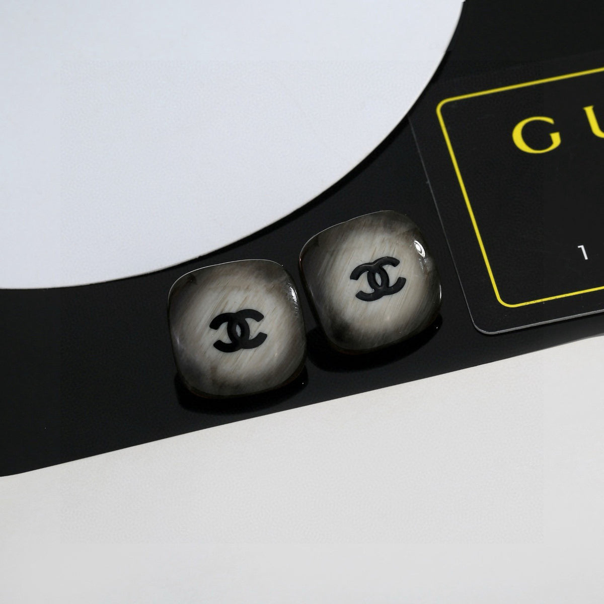 Signature Emblem Stud Earrings in Polished Metal-Tone – Design 016 styled product view