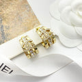 Signature Emblem Crystal-Accent Stud Earrings – Design 007 main product view