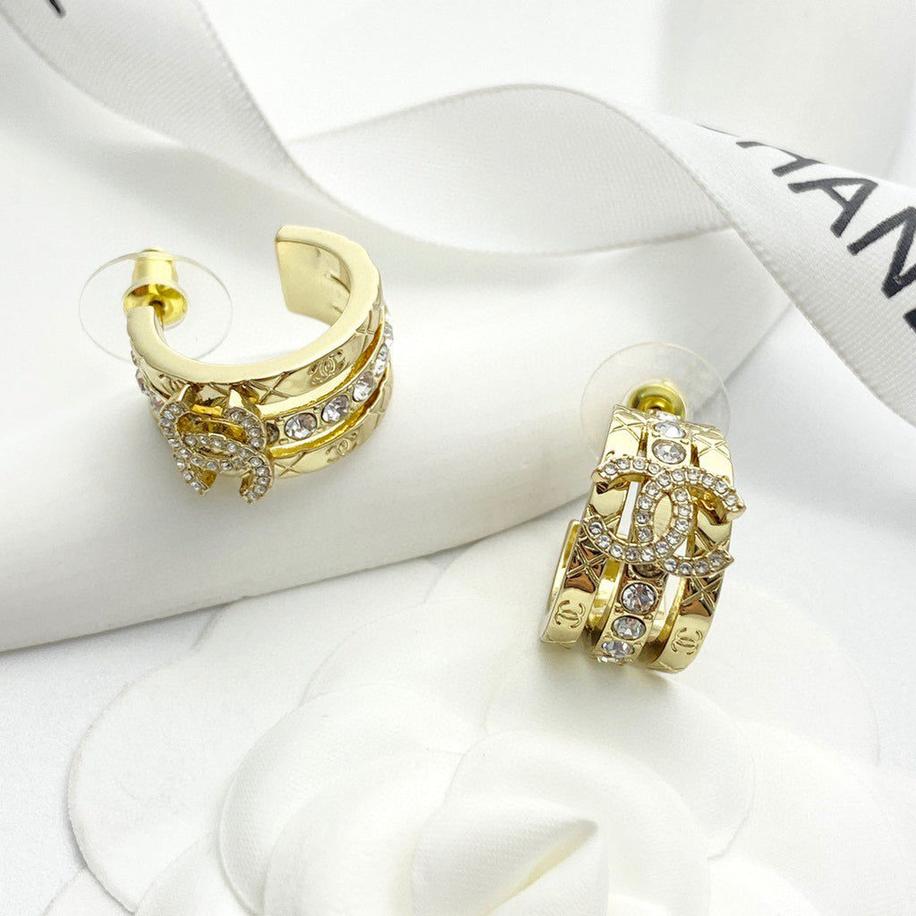 Signature Emblem Crystal-Accent Stud Earrings – Design 007 styled product view