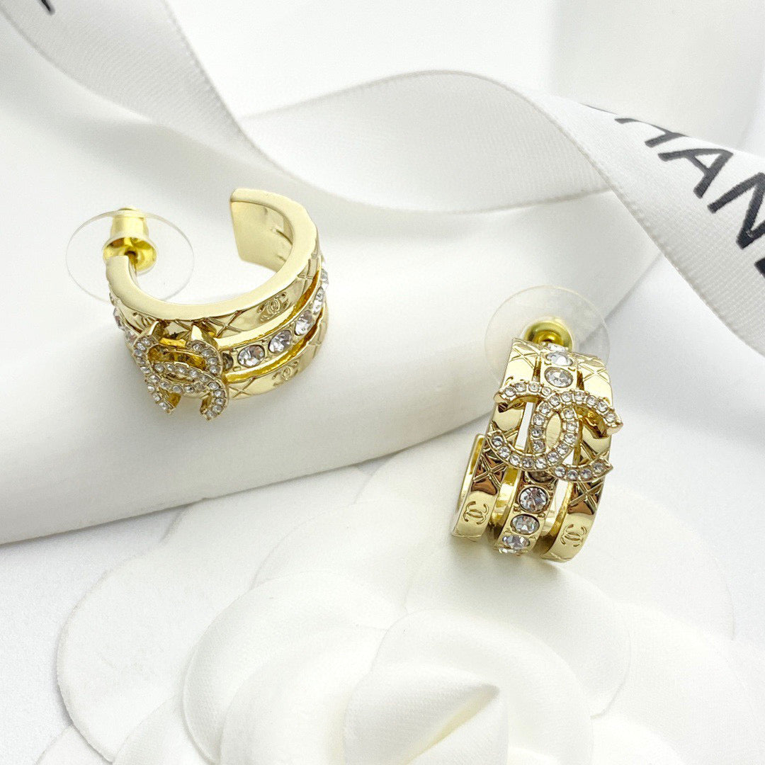 Signature Emblem Crystal-Accent Stud Earrings – Design 007 styled product view