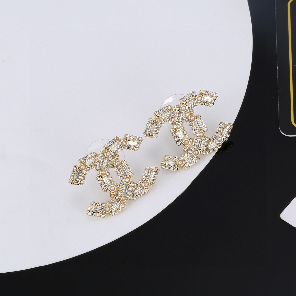Signature Emblem Stud Earrings in Silver-Tone – Design 005 detail view