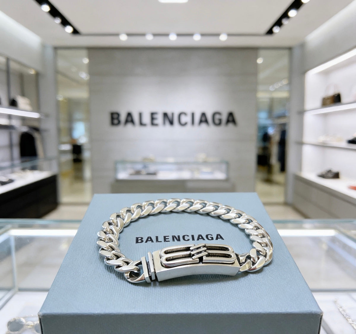 Geometric Emblem Bracelet in Polished Metal-Tone – Design 019 main product view