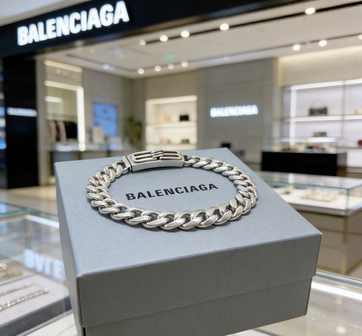 Geometric Emblem Bracelet in Polished Metal-Tone – Design 019 main product view