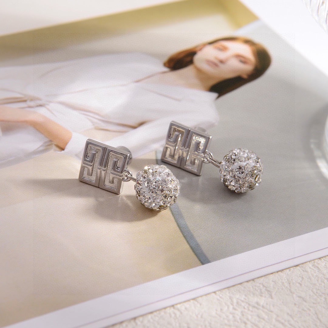 Signature Emblem Crystal-Accent Stud Earrings – Design 002 main product view