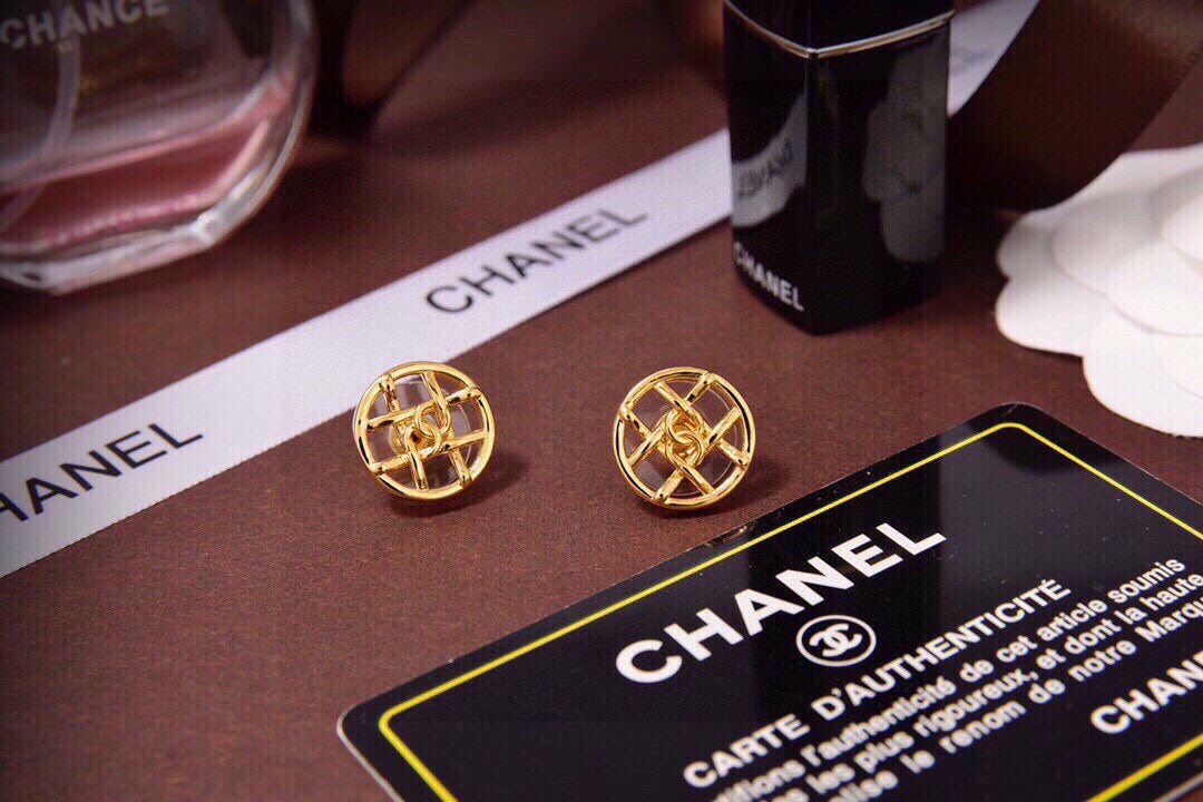 Signature Emblem Stud Earrings in Polished Metal-Tone – Design 006 main product view