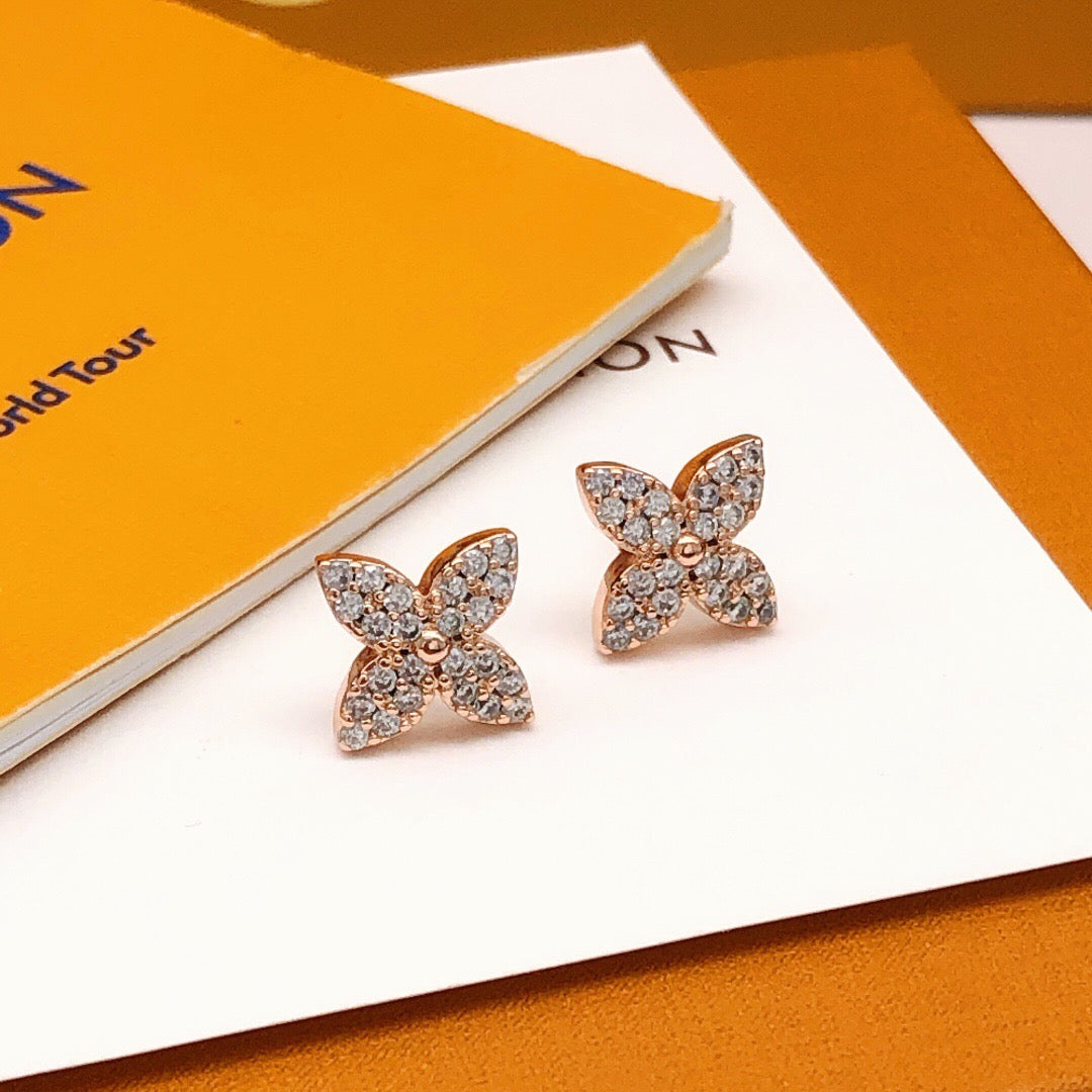 Geometric Emblem Stud Earrings in Rose-Gold-Tone – Rose Gold Detail – Design 003 main product view