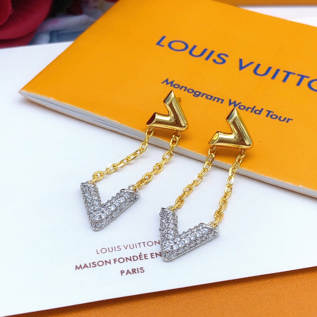 Geometric Emblem Stud Earrings in Gold-Tone – Design 012 front product view