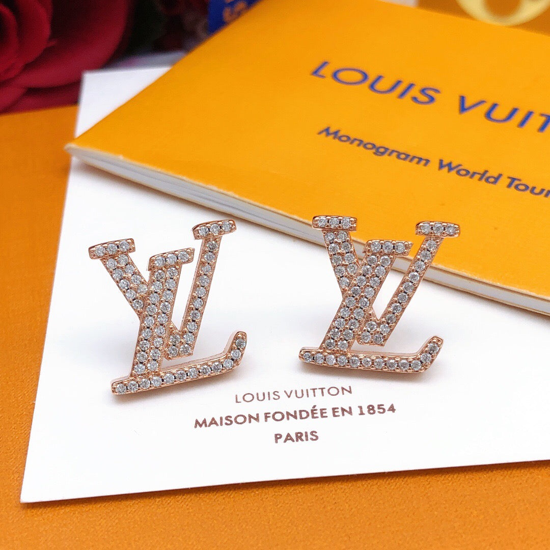 Letter Emblem Stud Earrings in Silver-Tone – Silver Detail main product view