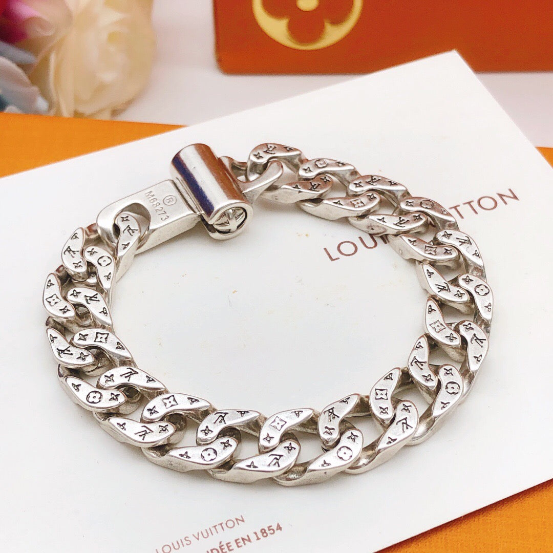 Geometric Emblem Bracelet in Silver-Tone – Silver Detail – Design 008 styled product view