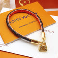 Geometric Emblem Bangle in Gold-Tone – Leather Detail – Design 002 main product view